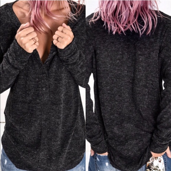 One Teaspoon Reno Marl Chashman Oversize Henley - Picture 1 of 7